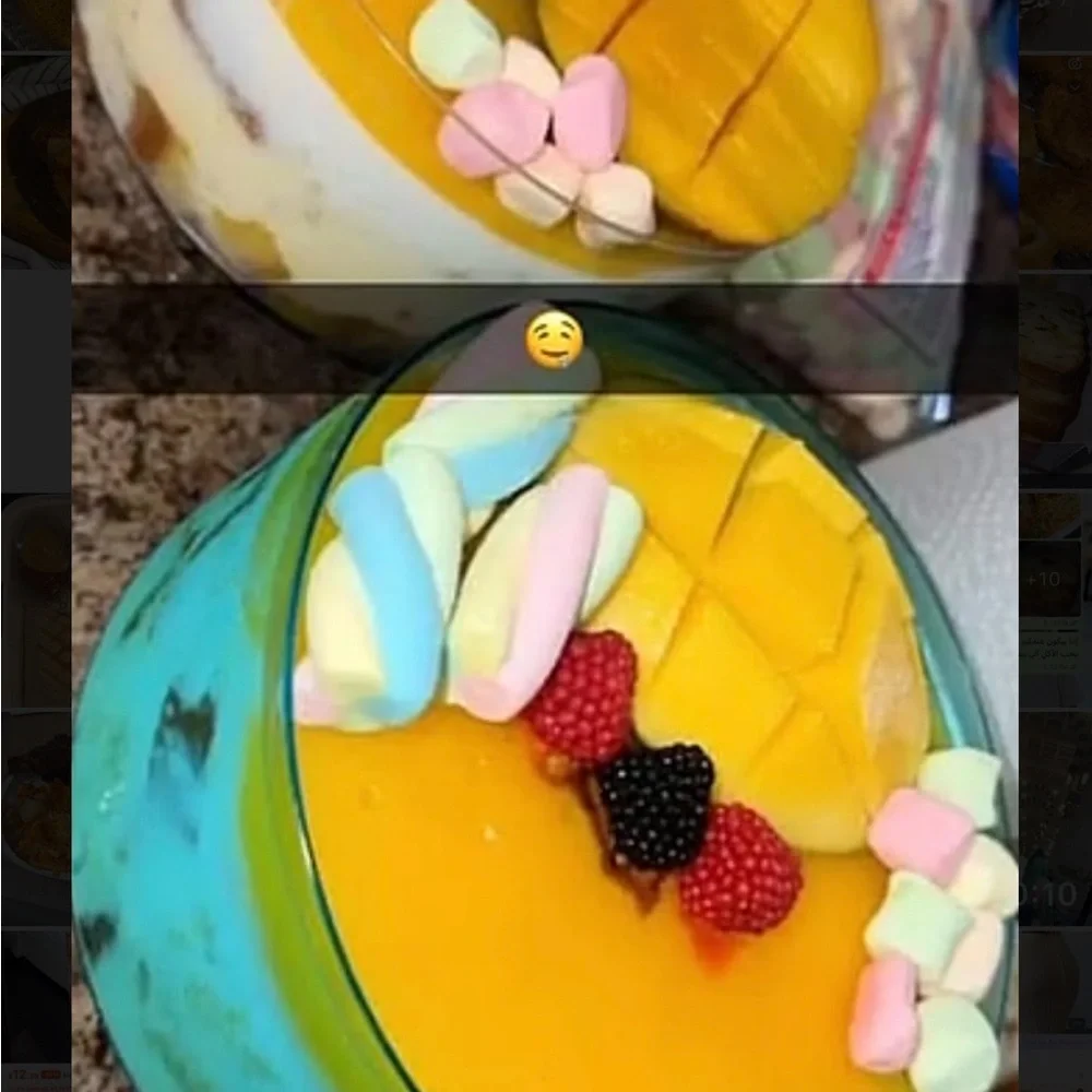 Mango Smoothie Bowl with Fresh Fruit & Marshmallows
